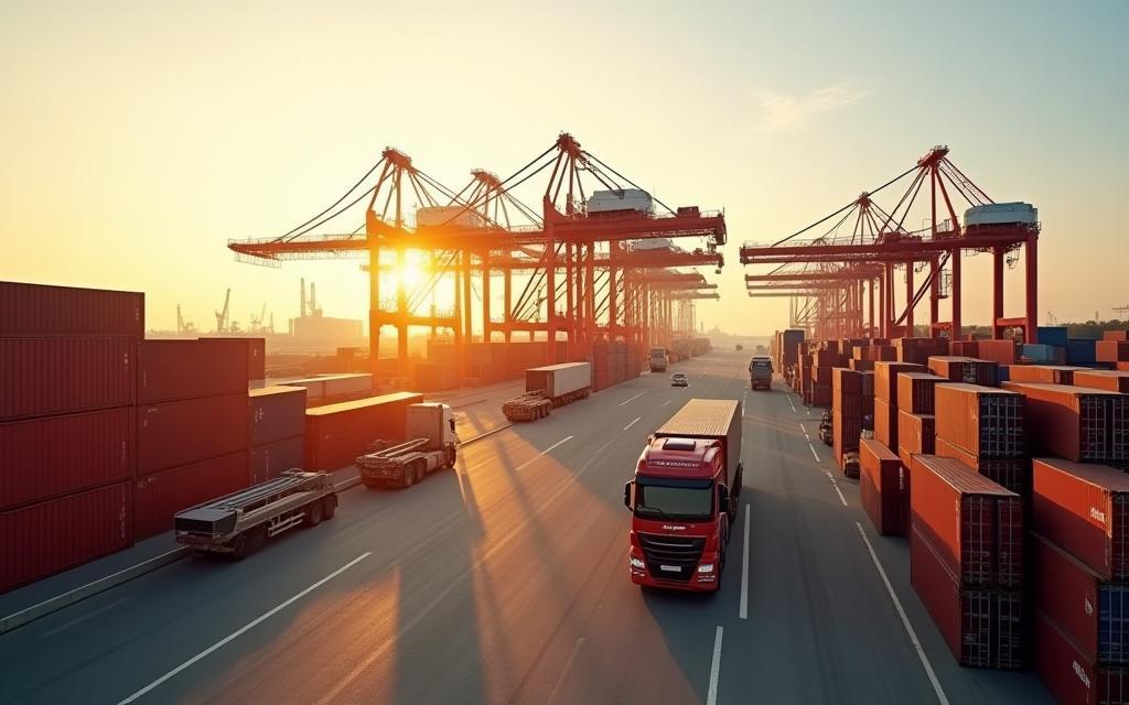 Shipping containers being loaded for export