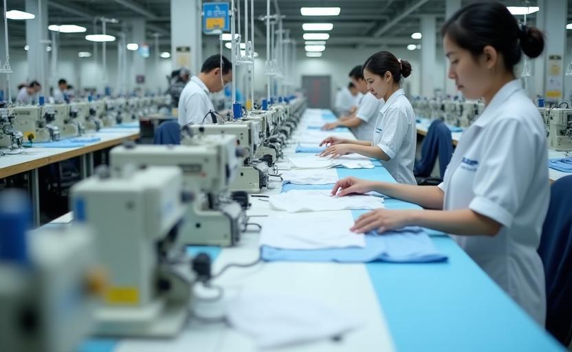 Automated sewing lines producing garments
