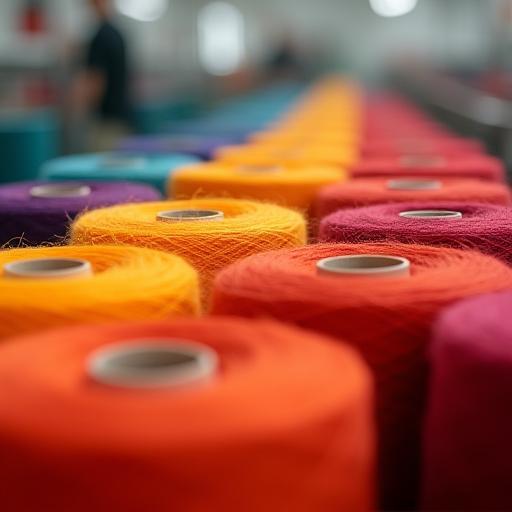 Close-up of colourful yarn spools